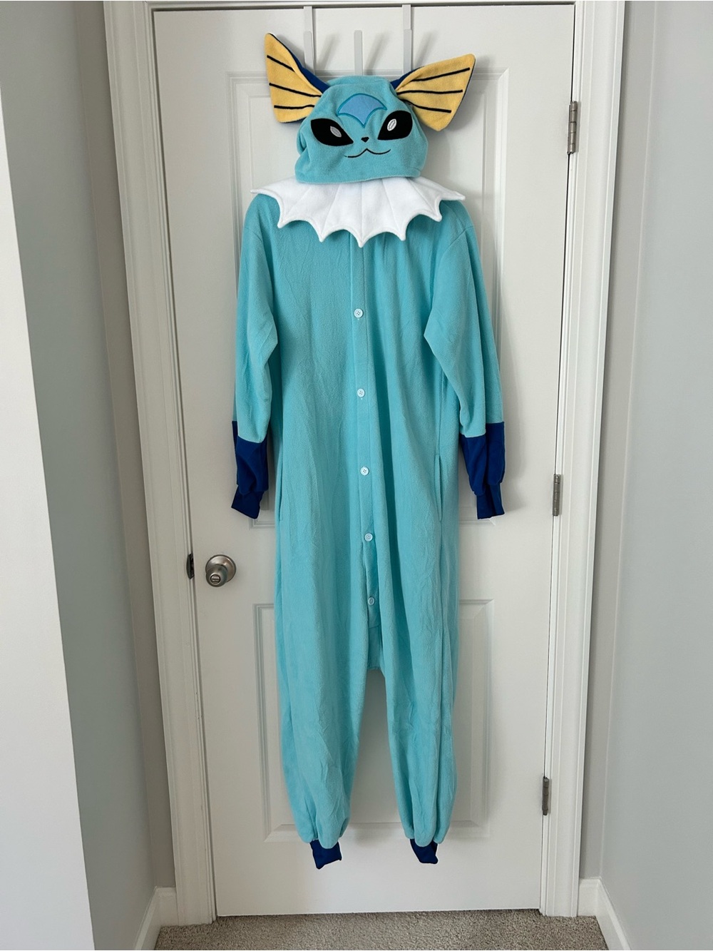 Pokémon Vaporeon Hooded Costume Cosplay Onesie Pajamas with Removable Collar